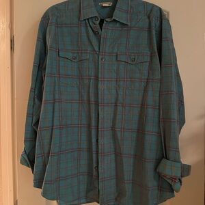 Men's Teal Plaid Button Down Shirt